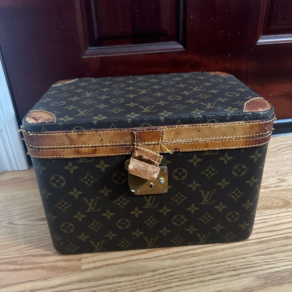 Louis Vuitton Monogram Canvas Trunk with Leather Trim